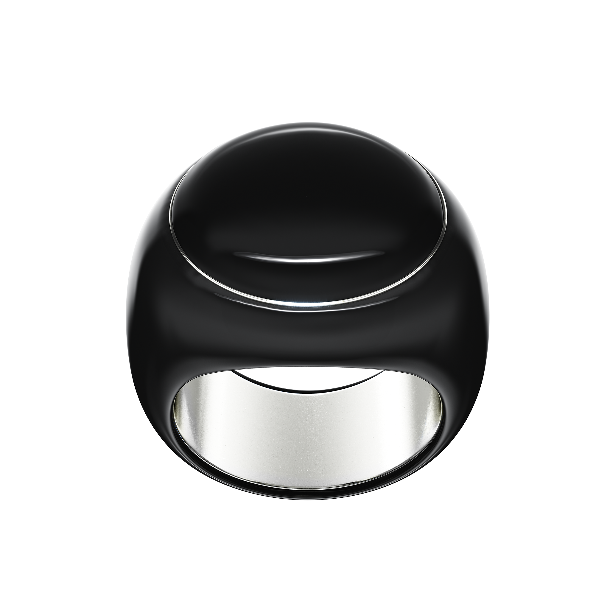 A detail of Sphere Signet Ring in Black